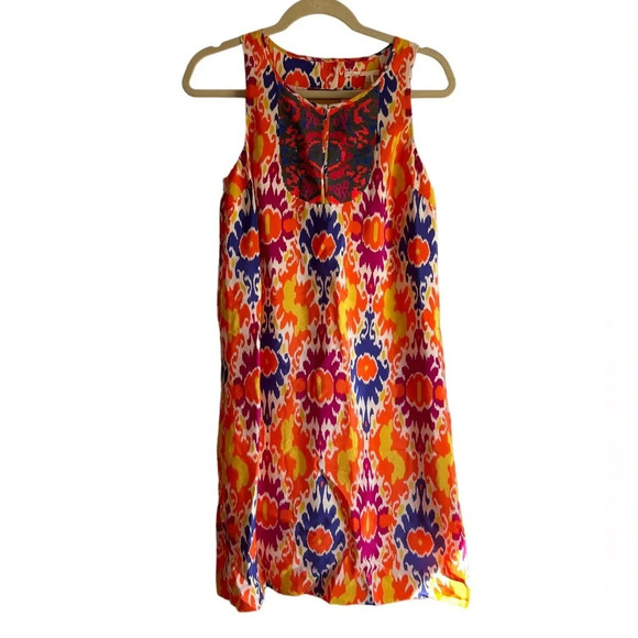 FLOREAT ANTHROPOLOGIE COLORFUL SILK DRESS - Picture 1 of 6